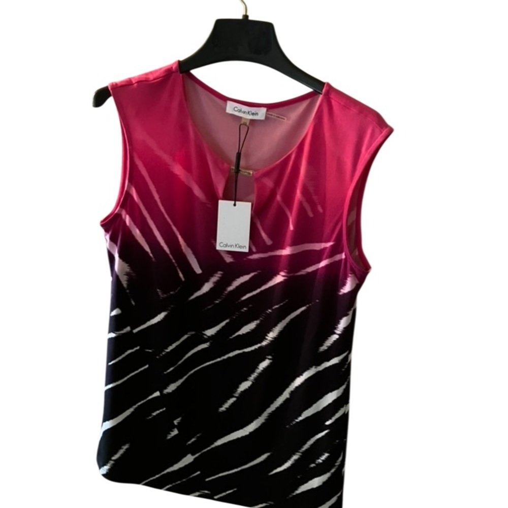 Calvin Klein Fuchsia and Black Relaxed Blouse Size XS Stunning NWT